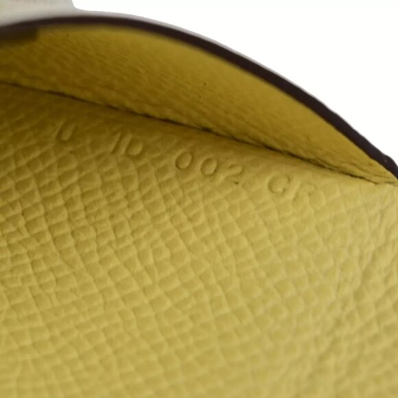HERMES Logo Calvi Duo Card Holder Coin Case Epsom Leather White Yellow 50RK842 - Picture 5 of 12